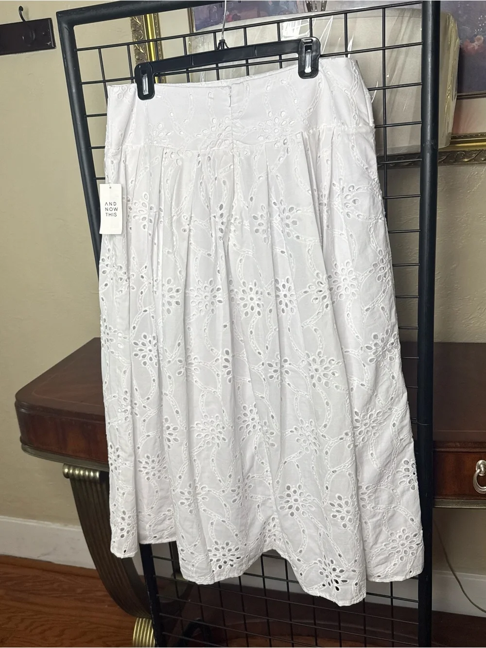 ❤️And Now This NWT White Eyelet Midi Skirt.  Size L.